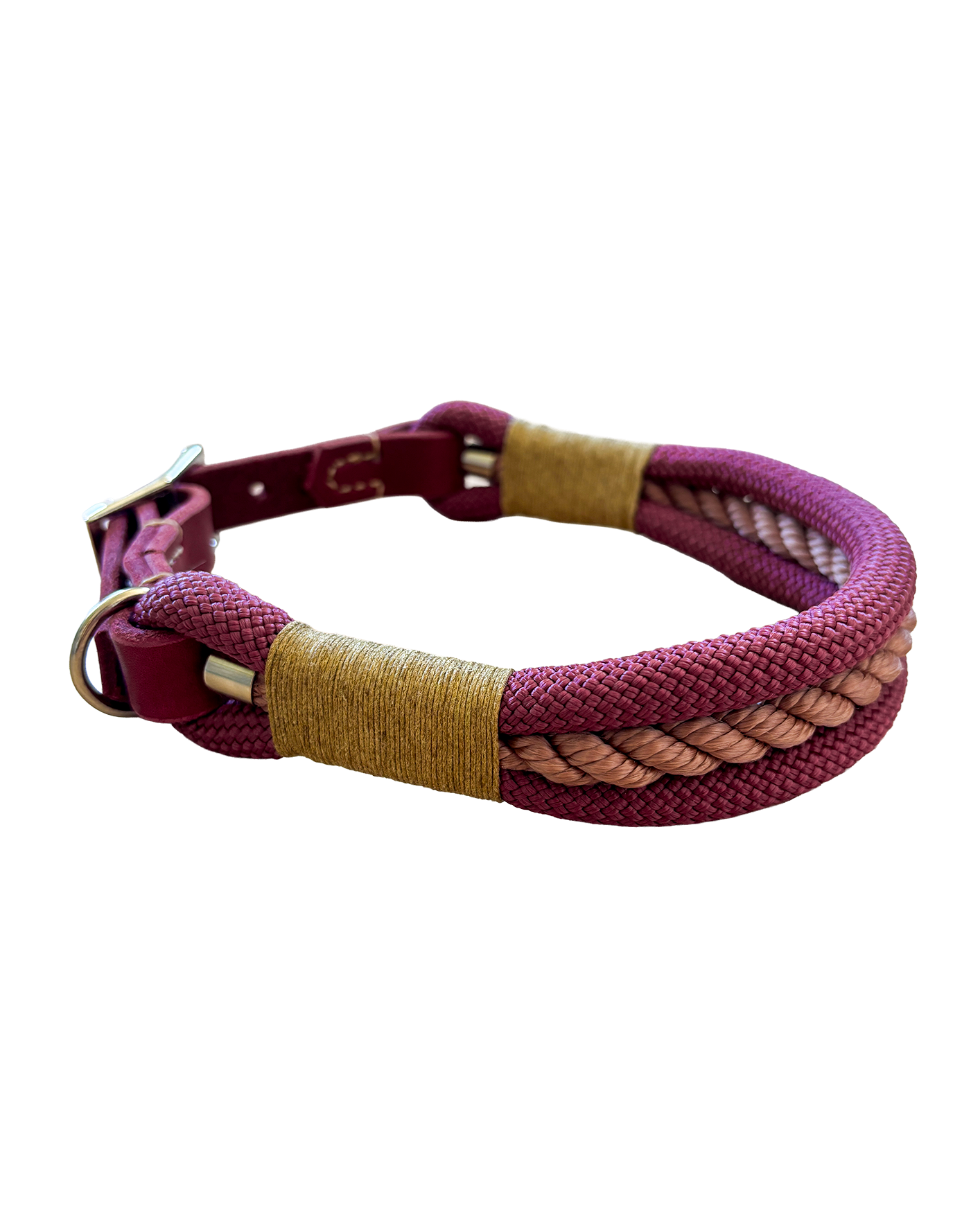 Hundehalsband aus Tau – Aubergine & Kupferrosa