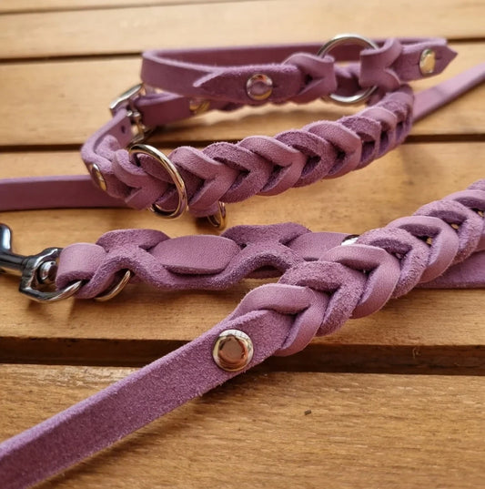 DIY SET Hundeleine und Halsband aus Fettleder, in verschiedenen Farben