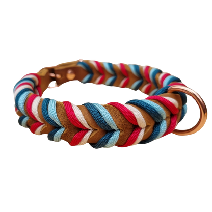 Design Your own - Hundehalsband aus Fettleder, mit Paracord in verschiedenen Farben