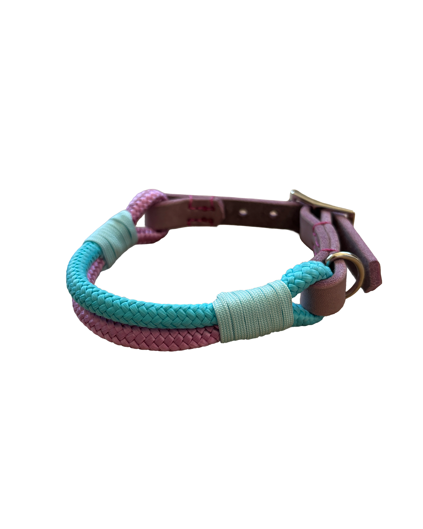 Hundehalsband aus Tau – Rosa/Hellblau