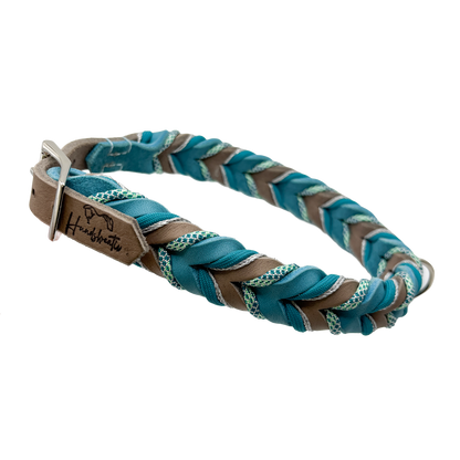 Design Your own - Hundehalsband aus Fettleder, mit Paracord in verschiedenen Farben